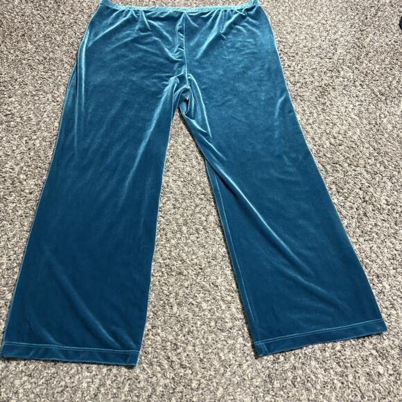 Chicos Travelers Velvet Pants Stretch Pull On 3P US 16/18 Emerald Blue NEW - Picture 2 of 4